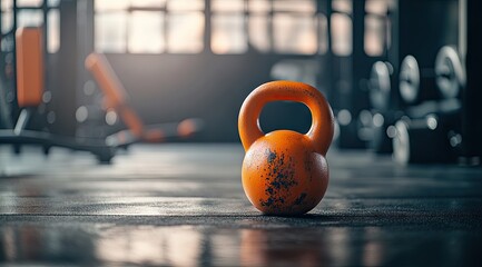 Orange kettlebell in gym (9)