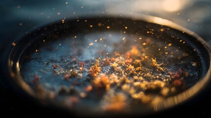 Abstract ro view of colorful specks and luminous particles in soft atmospheric light