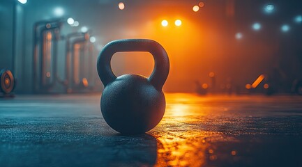 Kettlebell in gym, warm light (1)