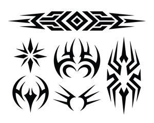 Collection of Tribal Tattoo Vector Art and Design Elements