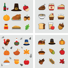 Thanksgiving Day Icon Set