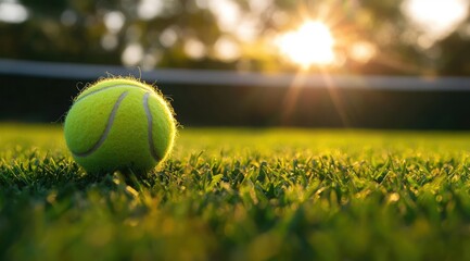 Tennis ball on grass at sunset (3)