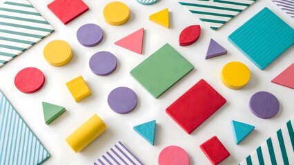 Colorful geometric shapes pattern. Abstract education and learning background with vivid design elements.