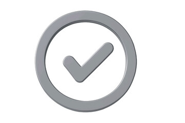 A light gray check mark symbol inside a circular outline isolated on transparent background