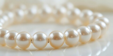 Elegant strand of creamy white pearls with soft reflections