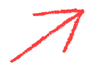Hand Drawn Red Crayon Arrow Pointing Up Right on White Background Vector