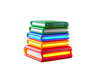 Stack of colorful books isolated on transparent background