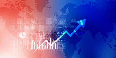 2d illustration Stock market online business concept. business Graph 