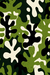 Modern abstract camouflage pattern with organic leaf shapes
