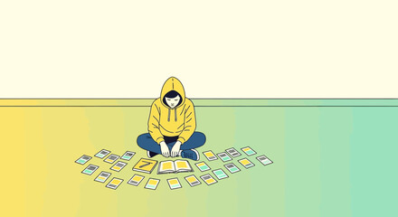 Young Person Meditating and Exploring Concepts in a Calm and Contemplative Session