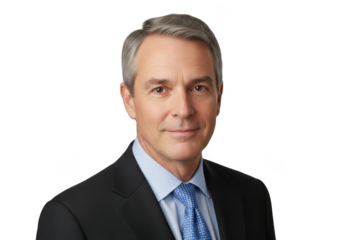 Portrait of a professional businessman isolated on transparent background