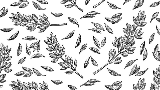 Wooden Engraving Cumin in White Background