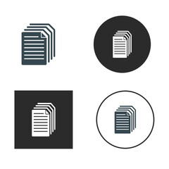 Various document icon set showing different styles, including color, black and white, and circular designs