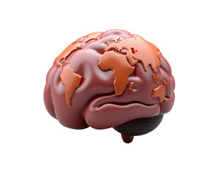 World map brain concept isolated on transparent background