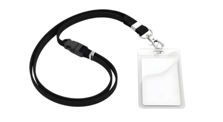 Black Lanyard with ID Card Holder and Carabiner Clip Isolated on Black Background id card badge holder isolated on a transparent background