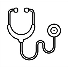 Simple outline drawing of a medical stethoscope on a white background for healthcare concepts