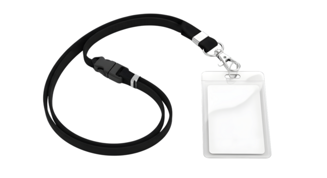 Black Lanyard with ID Card Holder and Carabiner Clip Isolated on Black Background id card badge holder isolated on a transparent background