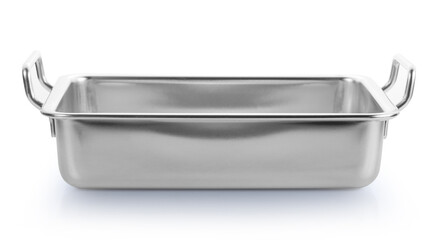 stainless steel pan isolated on white.