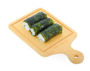 Seaweed wrapped rice isolated on white background.