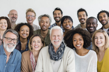 Diverse multigenerational group of smiling people in inclusive community
