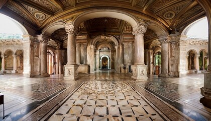 Obraz na płótnie Canvas an ancient architecture with marble flooring and stone carvings and sculptures