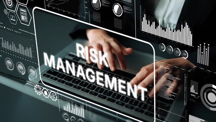 Professional Person Engaging in Risk Management with Data Visualization and Modern Technology...