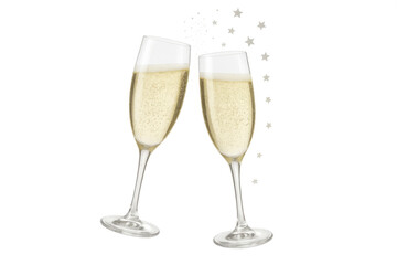 Champagne glasses clinking for a toast, celebrating success and special moments with sparkling wine