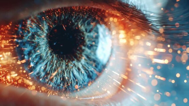 Realistic human eye blinking under dynamic lighting effects at close range