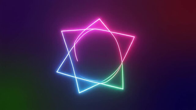 Abstract Neon Light Shapes Loop Animation Background.
