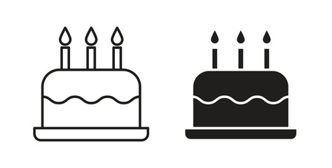 Birthday cake icon in simple flat trend modern graphic design abstract logotype element