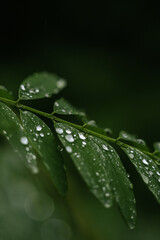 Fototapeta premium green leaf with water drops
