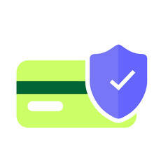 Secure credit card payment with shield and checkmark icon representing financial protection and safe transactions.