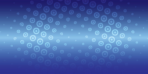 Abstract blue gradient background with scattered circular patterns.