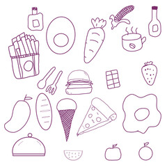 seamless pattern with foods on white background 