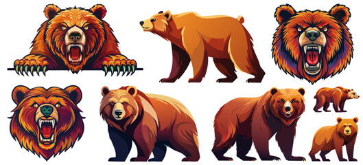 強暴な熊ベクターイラストセット