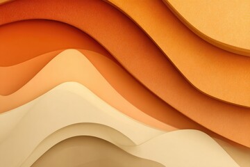 Abstract paper layers creating warm tones with curved lines