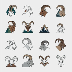 Create set of mountain goat logo vector icon illustration, logo template.