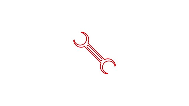 Stylized red outline of a wrench tool or setting icon on a clean white background representing repair and maintenance
