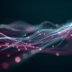 Digital Flow Visualization: An abstract representation of flowing digital data, featuring vibrant, interconnected lines and shimmering particles. It evokes the essence of modern digital communication