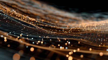 Ethereal Lights and Data Waves: An abstract visualization of digital information, with interconnected points of light flowing in graceful waves.