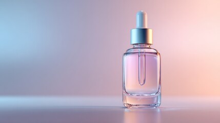 Cosmetic serum bottle against gradient background product photography