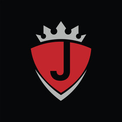J letter Logo with Shield, J shield logo design template	