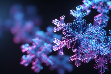 A futuristic Christmas interface with holographic snowflakes and neon lights. The design features a unique blend of technology and holiday spirit.