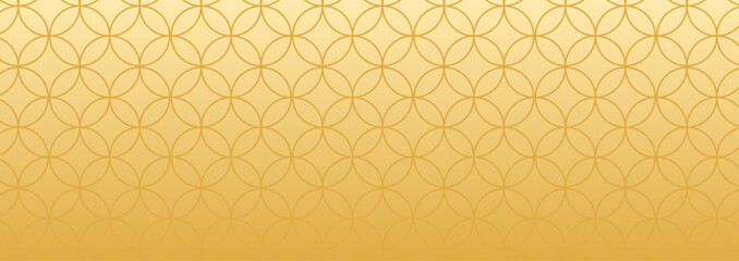 和風背景素材　金色の七宝模様　横長　グラデーション