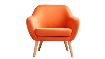 Modern orange armchair isolated on white background for design elements