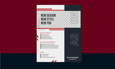 Flyer design template of the fashion industry. The template is designed with black and red color combination.