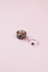 jewelry photography, flat lay, earrings, engagement ring, silver, gold, jewelry