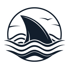 Showcasing Stylized Shark Fin Above Waves Bold Surf Elegant High-Quality Stock Image