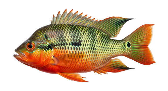 Firemouth Cichlid Fish Close Up Portrait Freshwater Tropical Exotic