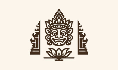 Traditional Ornamental Vector Logo Design With Bali Culture Element